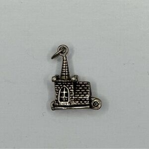 Vintage Castle Church Wedding Chapel Couple Sterling Silver Bracelet Charm Opens